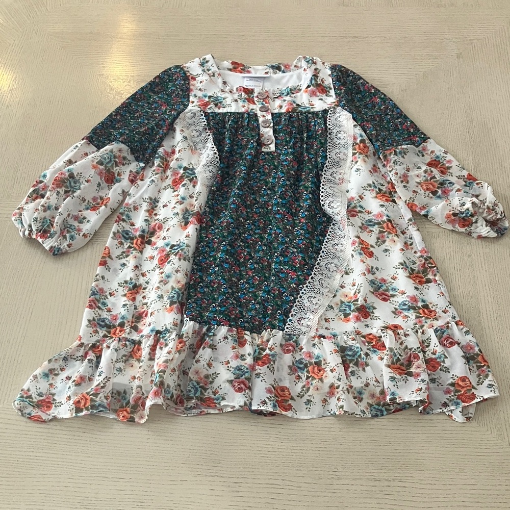 Bonnie Jean Floral Button Dress Size 6X